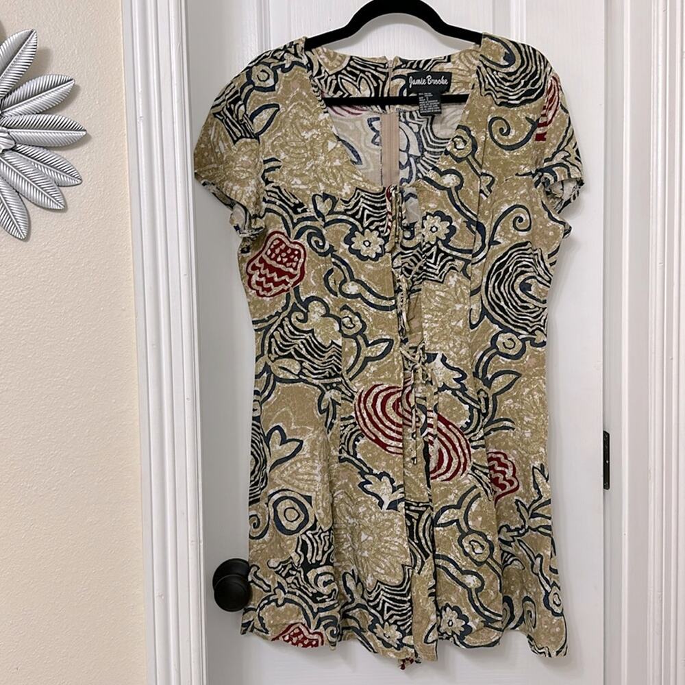 Jamie Brooke vintage rayon romper size L damaged